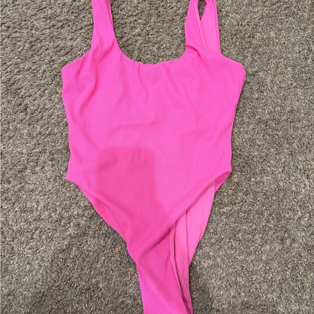 KITH Bright Hot Pink Ribbed One-Piece Swimsuit